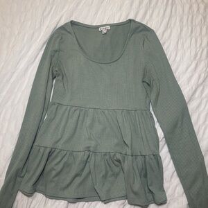 love, Fire Sage Long Sleeve Tiered Top